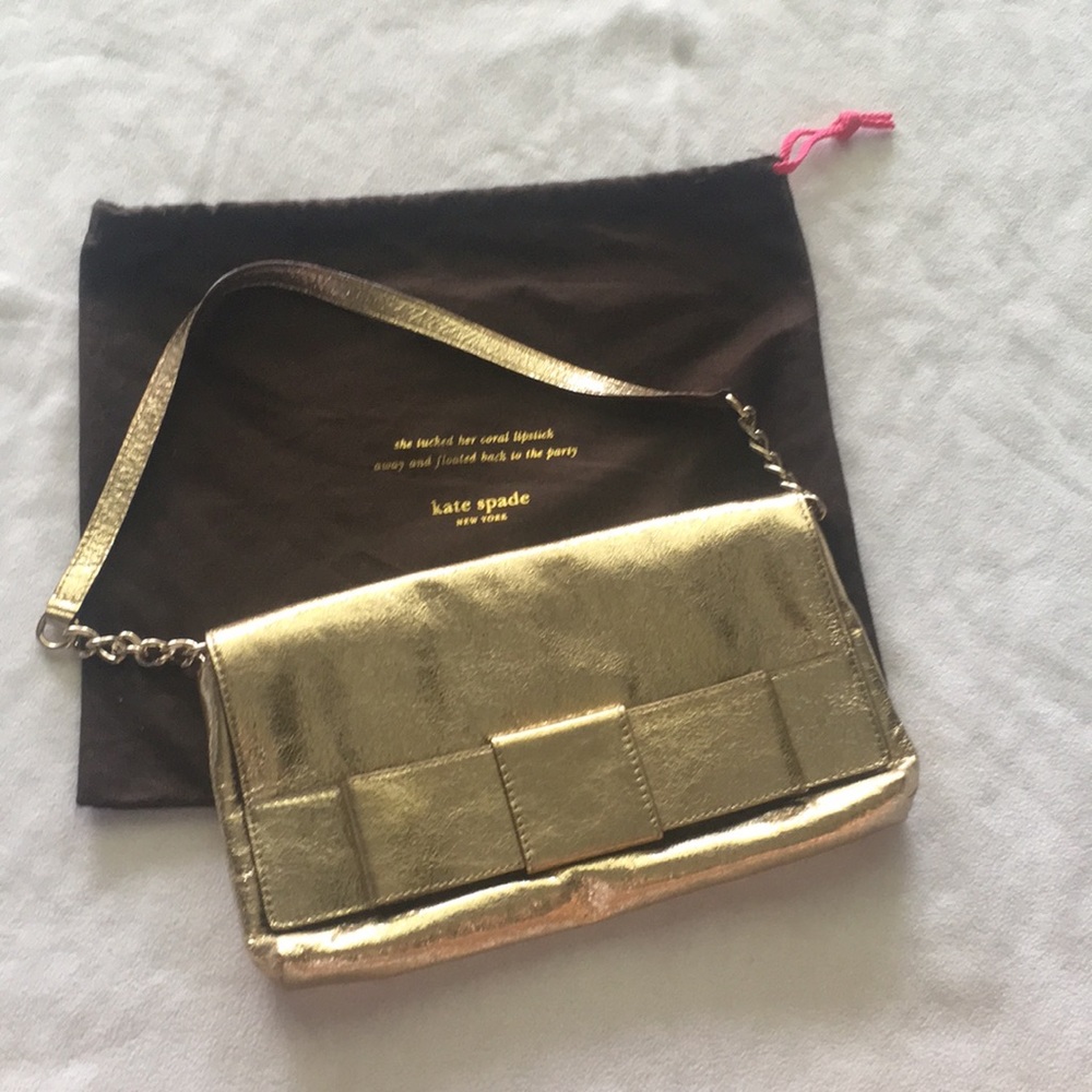 Kate Spade Leather Gold Bow Purse